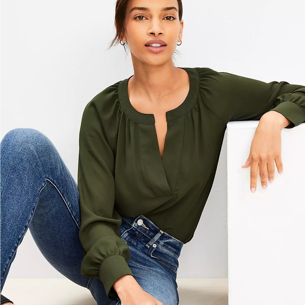 LOFT green blouse